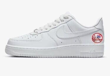 Women's New York Yankees Air Force 1 White Shoes 001